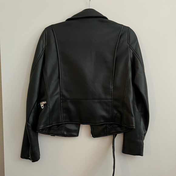 ZARA Black Faux Leather Motto Jacket - Picture 3 of 5
